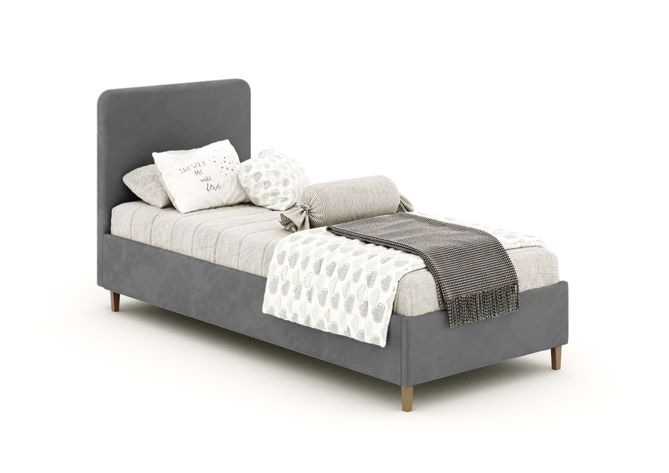 Grafitowe łózko dziecięce 90x200cm